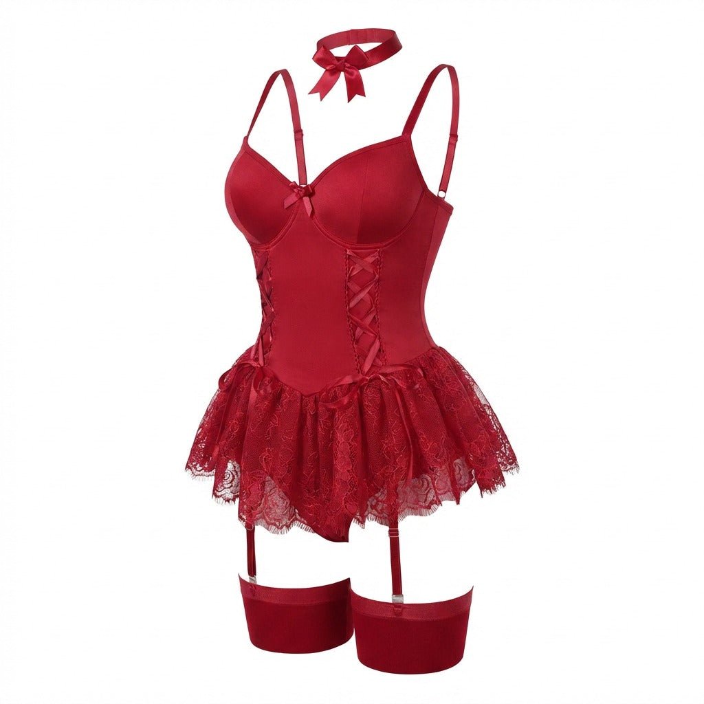 Women's Elegant Lace Teddy Lingerie | Sexy Ruffle Bustier with Adjustable Fit 13