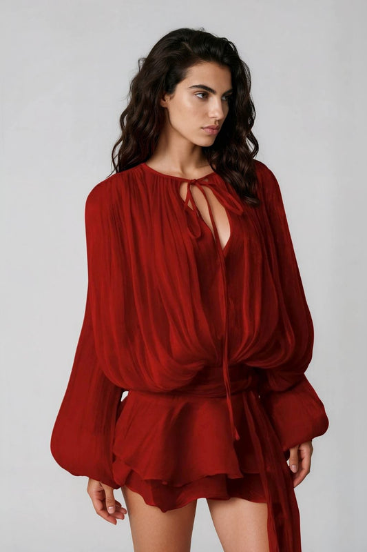 Women's Rose Red Cocktail Mini Dress