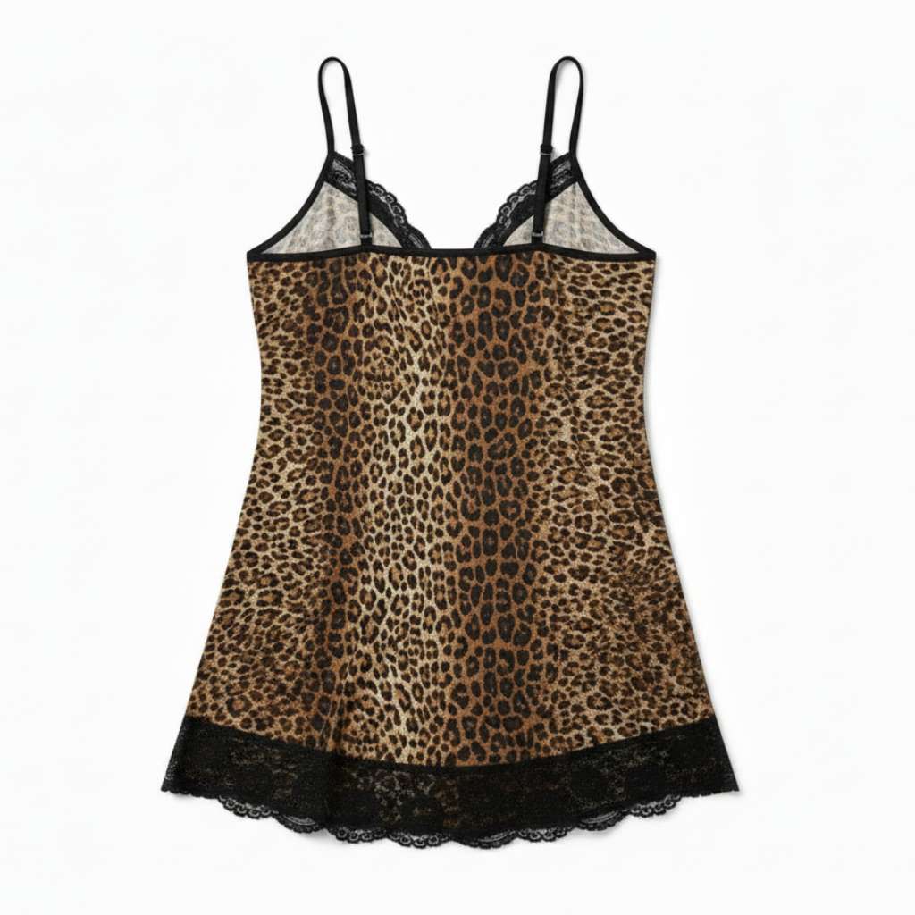 Leopard Print Soft Lace Plus Size Nightdress