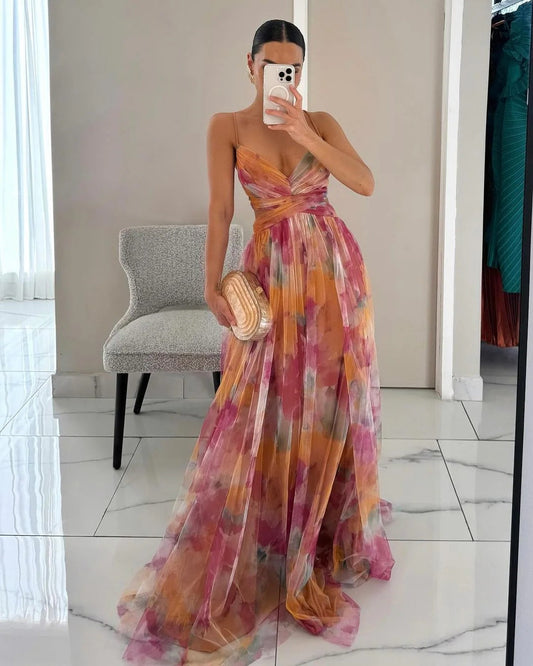 Floral Spaghetti Strap Maxi Dress | Summer Wedding Guest Outfit