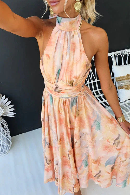Halter Neck Floral Maxi Summer Dress | Formal Sundress