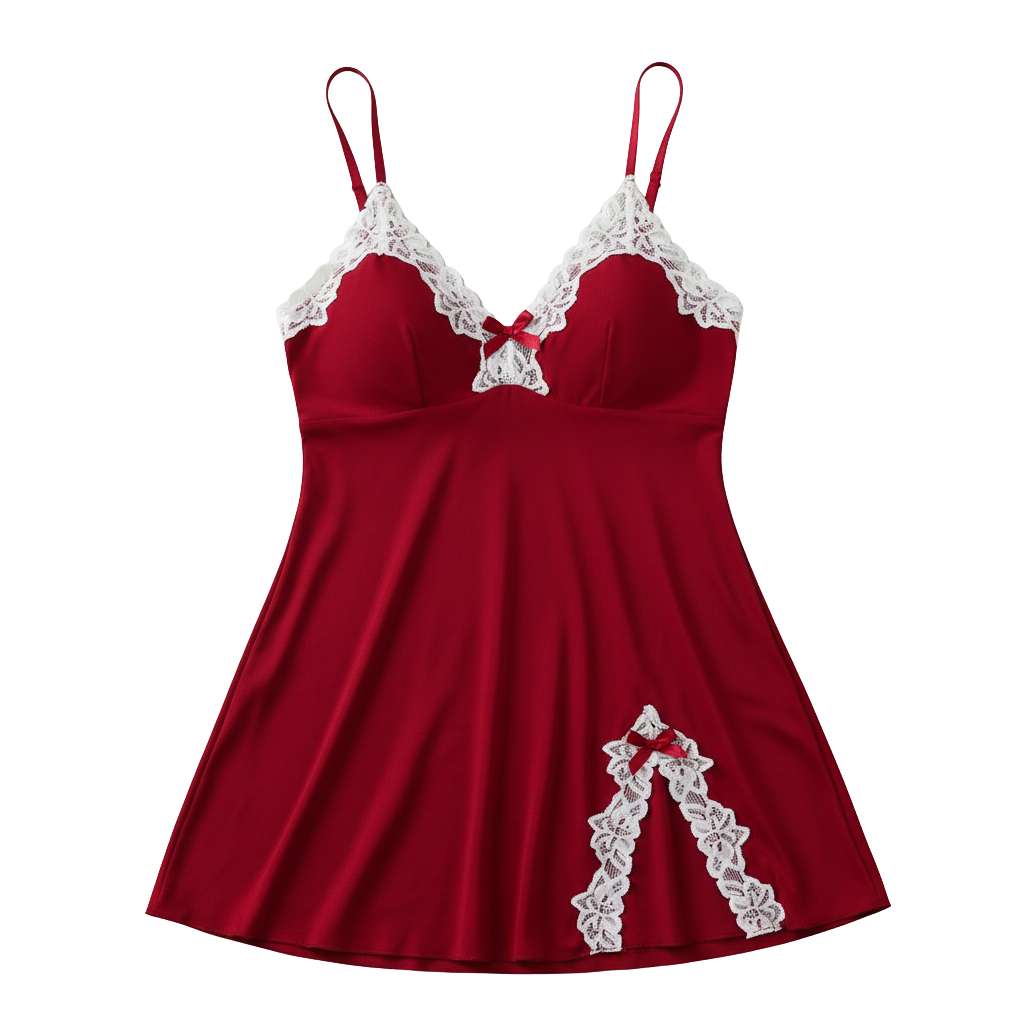 Soft Nightdress with Elegant White Lace Edge