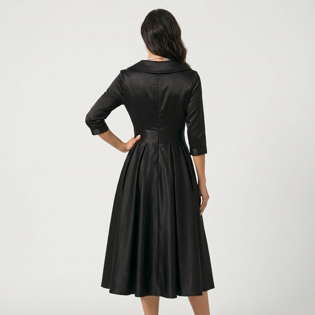 Elegant Midi Formal Gown Wedding Guest Dress with Sleeves
