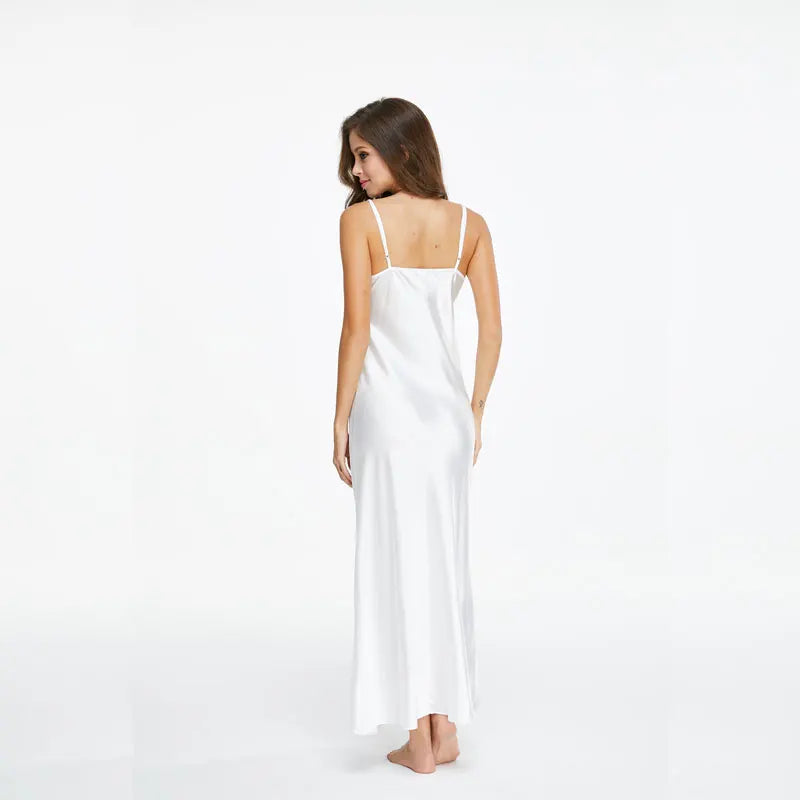 Satin Lace Maxi Length Spaghetti Strap Nightdress