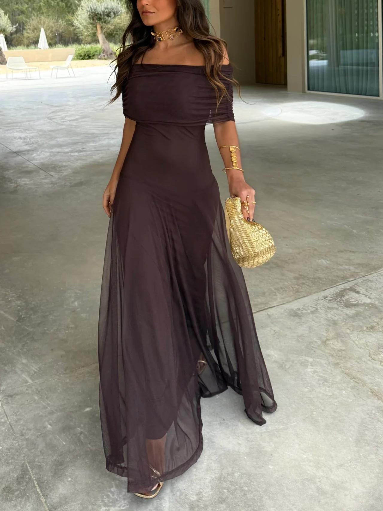 Off-Shoulder Mesh Maxi Dress | Summer Wedding Guest Outfit