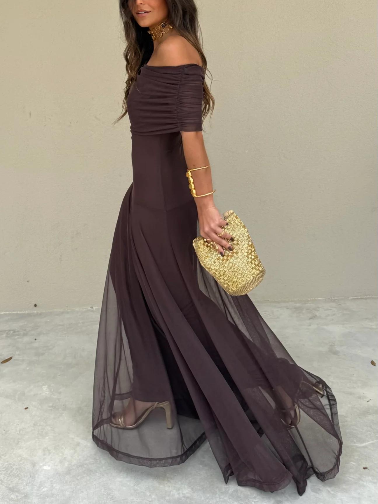 Off-Shoulder Mesh Maxi Dress | Summer Wedding Guest Outfit