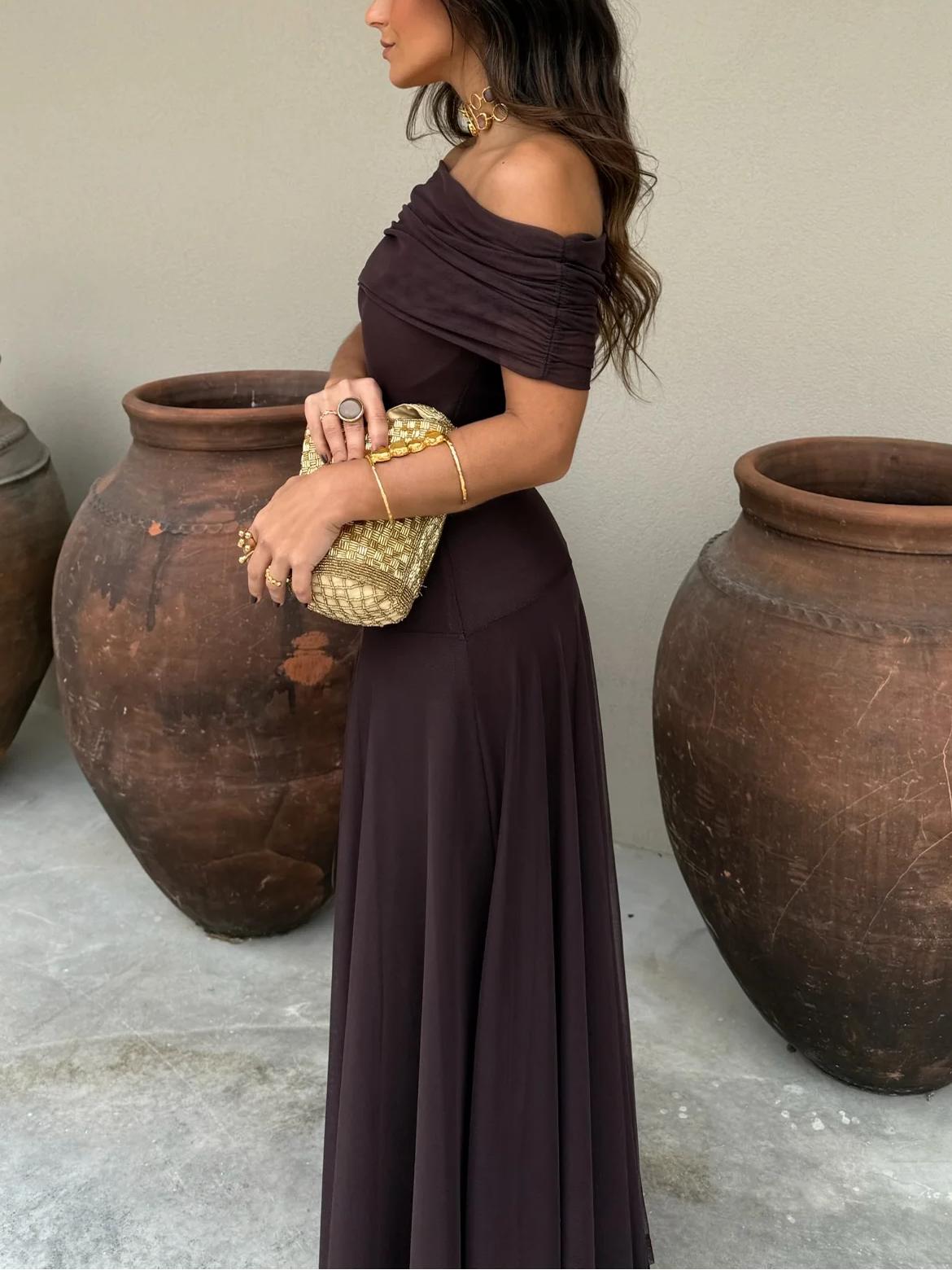 Off-Shoulder Mesh Maxi Dress | Summer Wedding Guest Outfit
