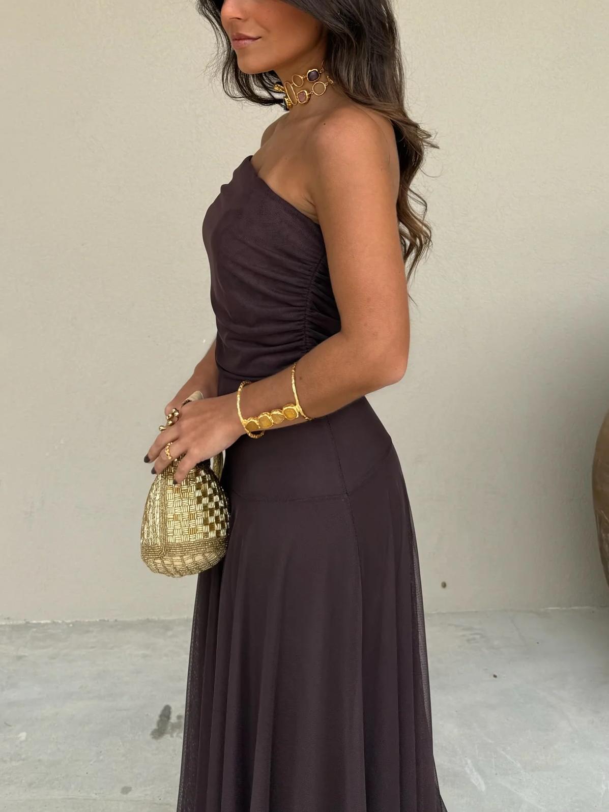 Off-Shoulder Mesh Maxi Dress | Summer Wedding Guest Outfit