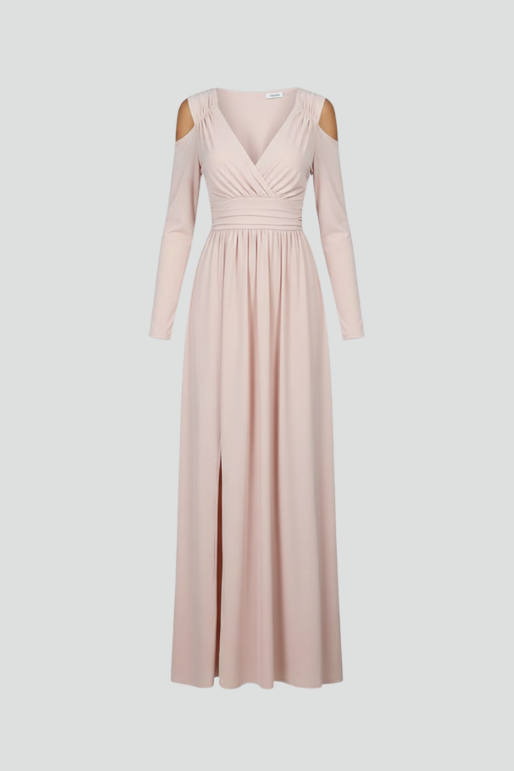 Cold Shoulder Long Sleeve Maxi Dress | Wedding Guest Gown