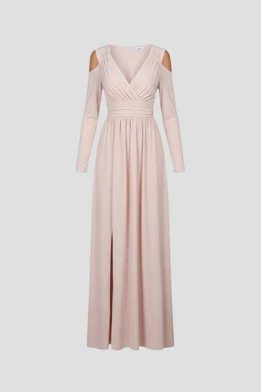 Cold Shoulder Long Sleeve Maxi Dress | Wedding Guest Gown
