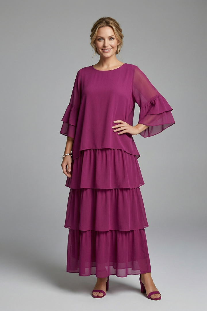 Tiered Chiffon Maxi Dress | Mother of the Bride & Wedding Guest Dress