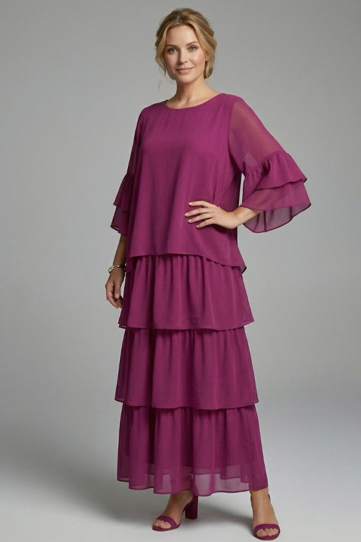 Tiered Chiffon Maxi Dress | Mother of the Bride & Wedding Guest Dress