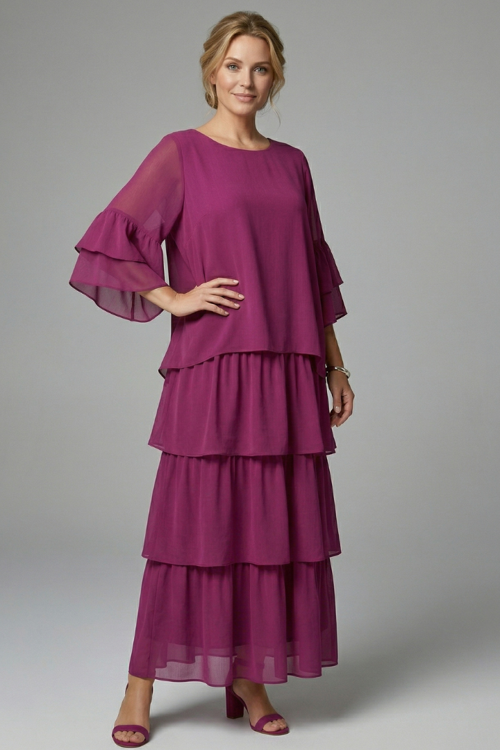 Tiered Chiffon Maxi Dress | Mother of the Bride & Wedding Guest Dress