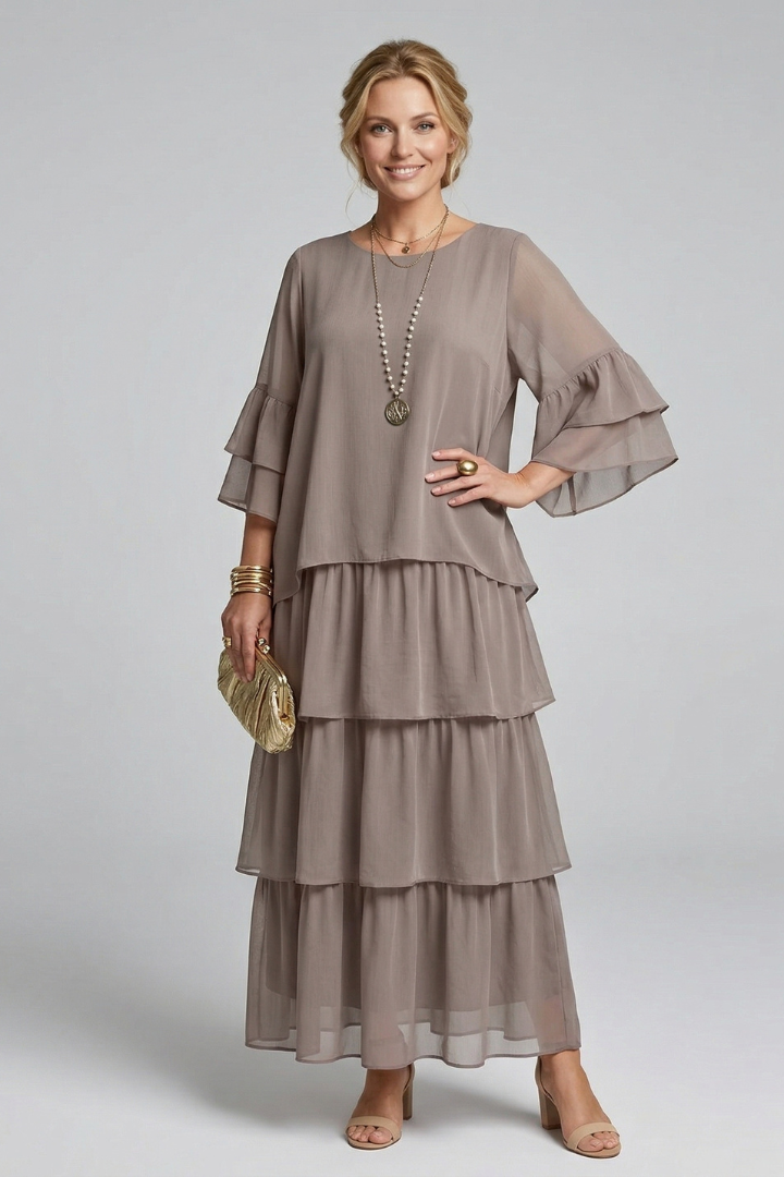 Tiered Chiffon Maxi Dress | Mother of the Bride & Wedding Guest Dress