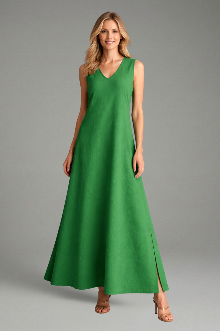 V-Neck Sleeveless Maxi Sundress | A-Line Long Summer Dress
