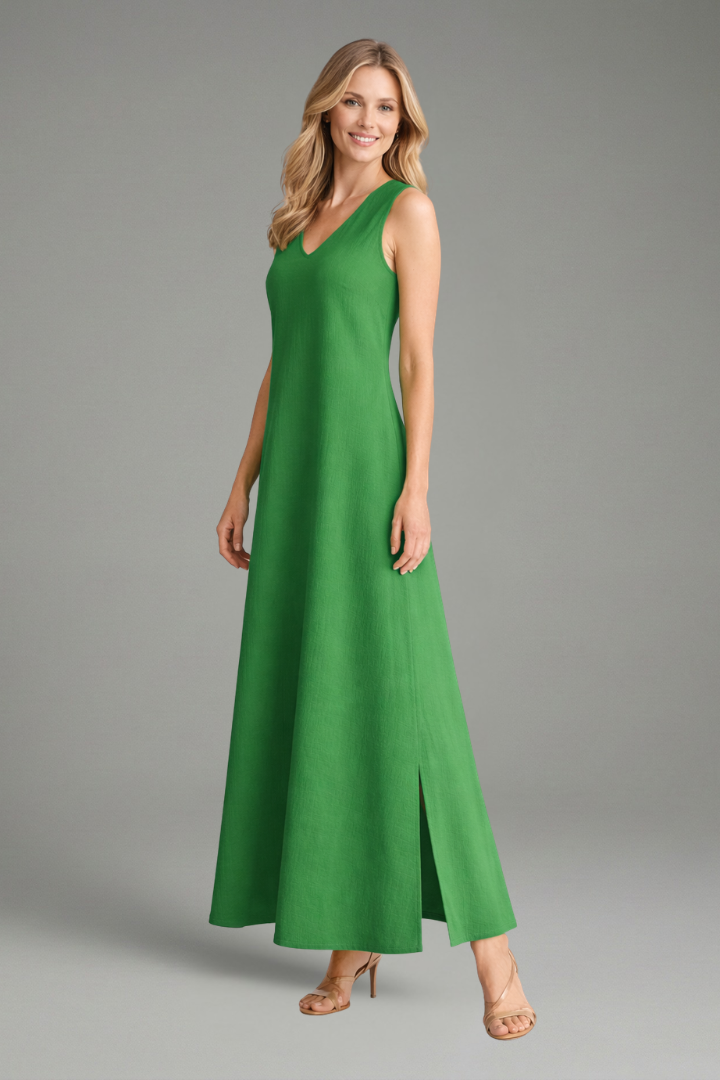 V-Neck Sleeveless Maxi Sundress | A-Line Long Summer Dress
