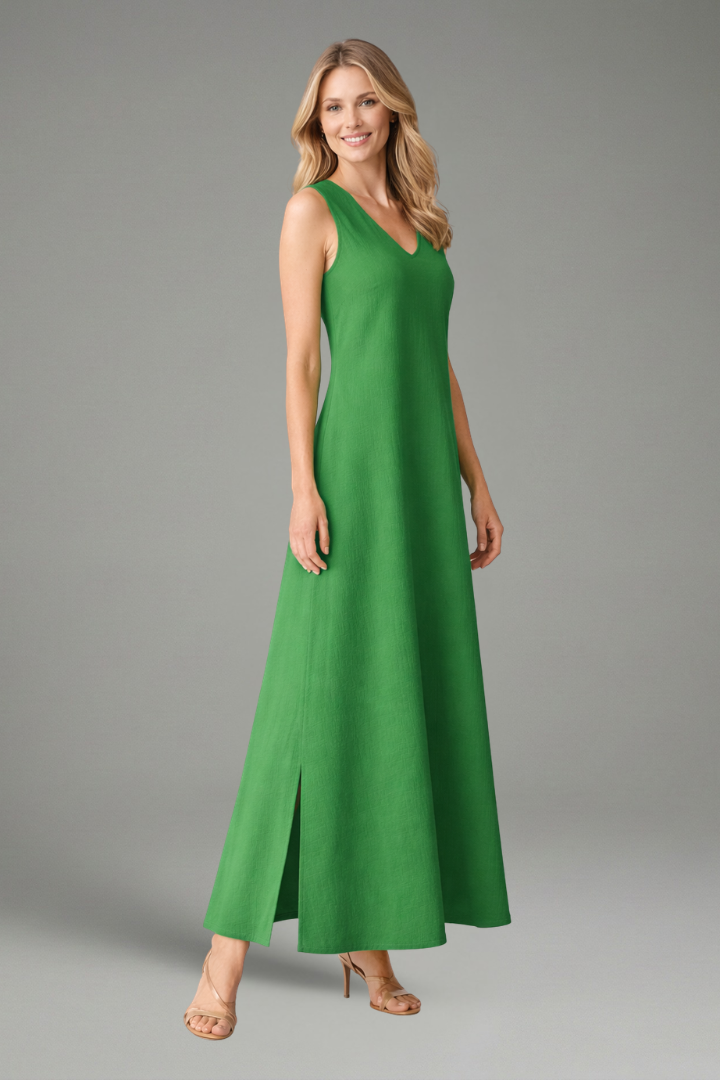 V-Neck Sleeveless Maxi Sundress | A-Line Long Summer Dress