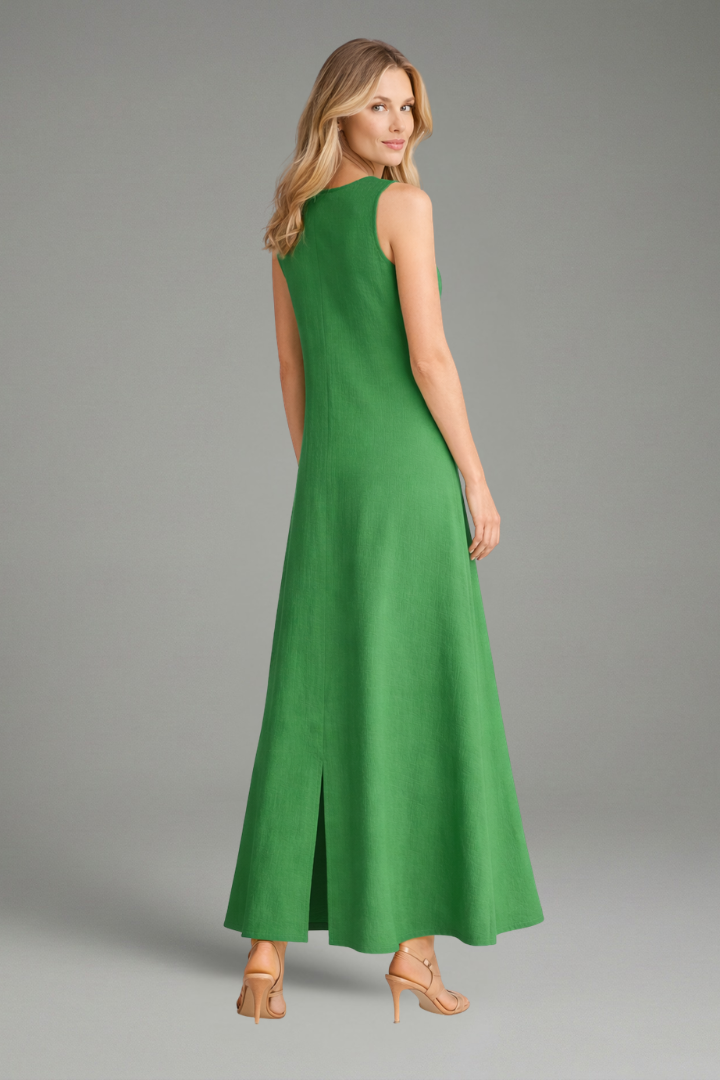 V-Neck Sleeveless Maxi Sundress | A-Line Long Summer Dress