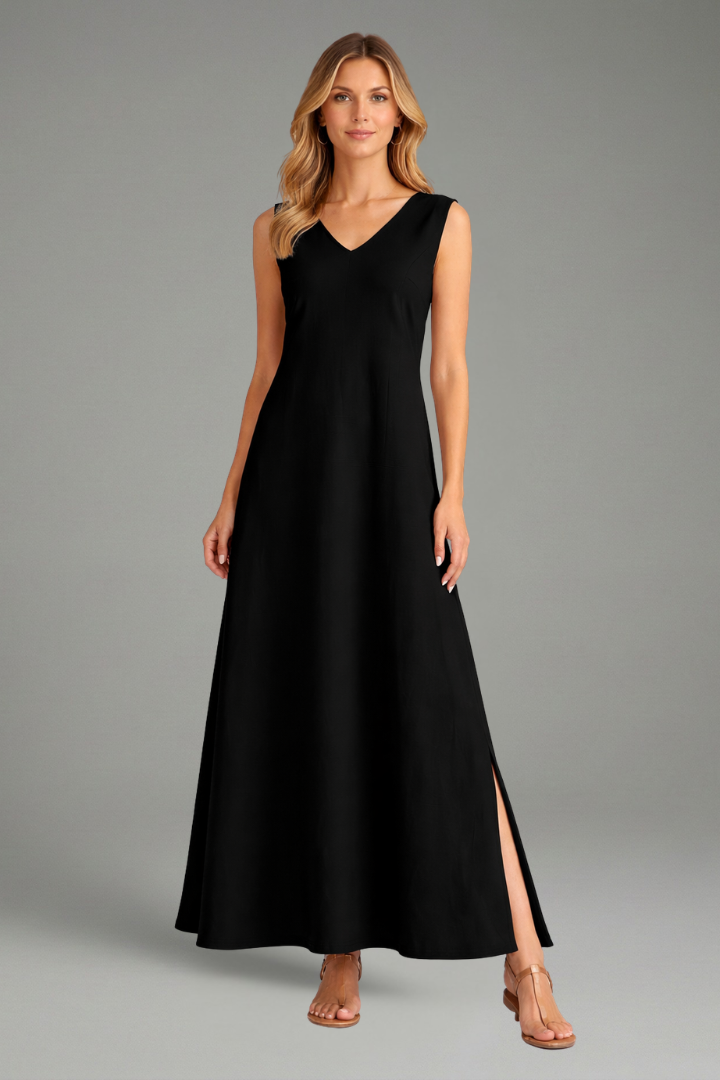 V-Neck Sleeveless Maxi Sundress | A-Line Long Summer Dress