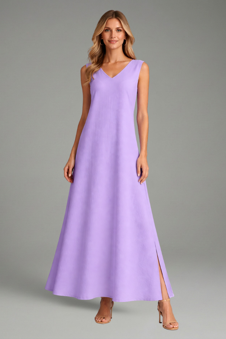 V-Neck Sleeveless Maxi Sundress | A-Line Long Summer Dress