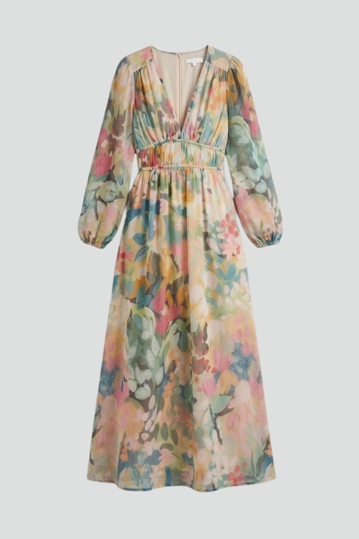Floral Bishop Sleeve Maxi Dress | Long Sleeve Wedding Guest Dress
