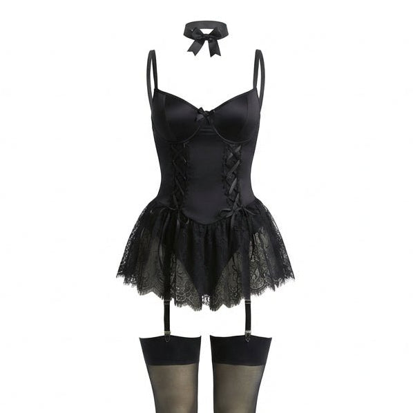 Women's Elegant Lace Teddy Lingerie | Sexy Ruffle Bustier with Adjustable Fit 10