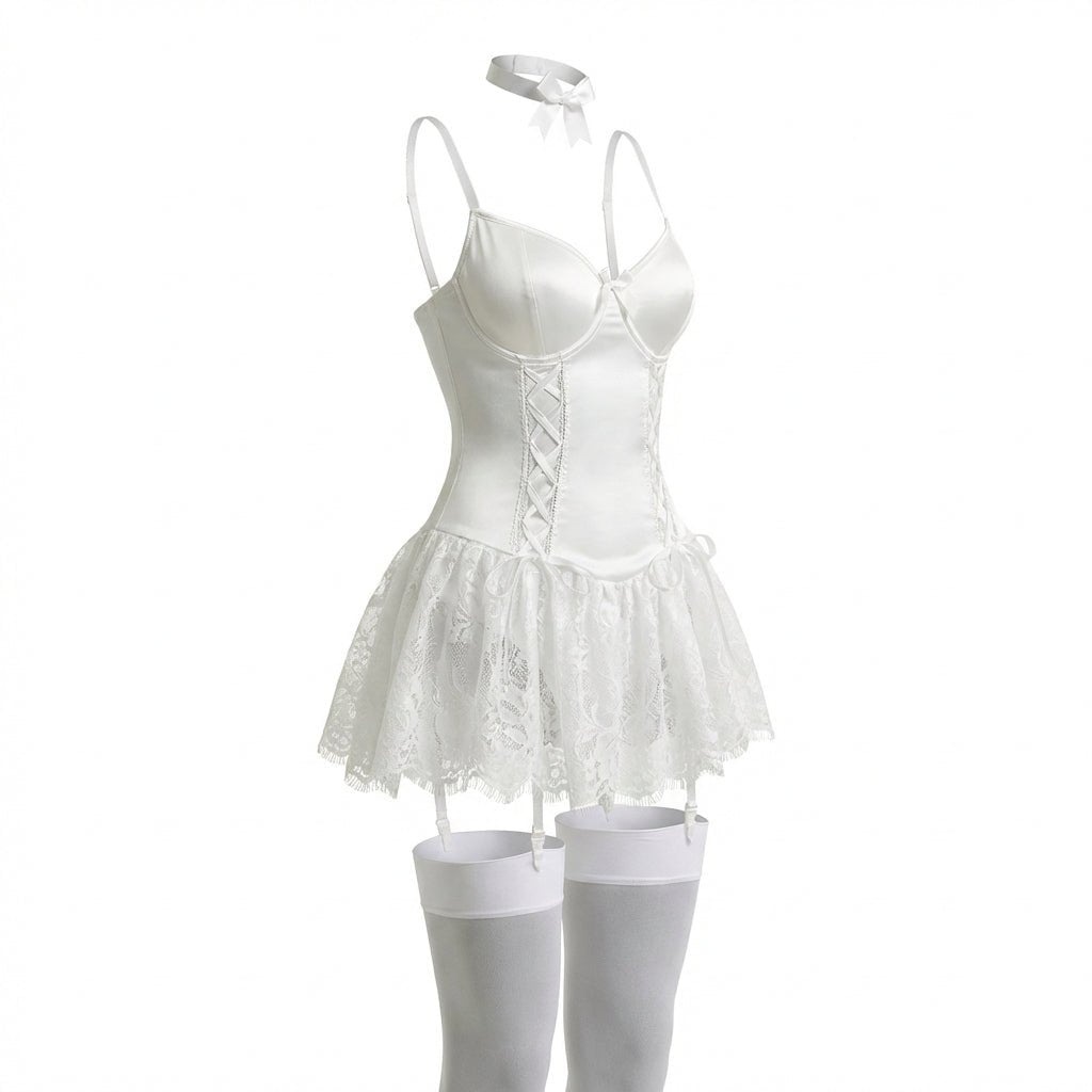 Women's Elegant Lace Teddy Lingerie | Sexy Ruffle Bustier with Adjustable Fit 12