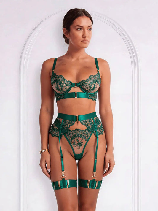Women's Premium Lace Lingerie Set | Elegant Red Bra and Panty Set for All-Day Comfort 0