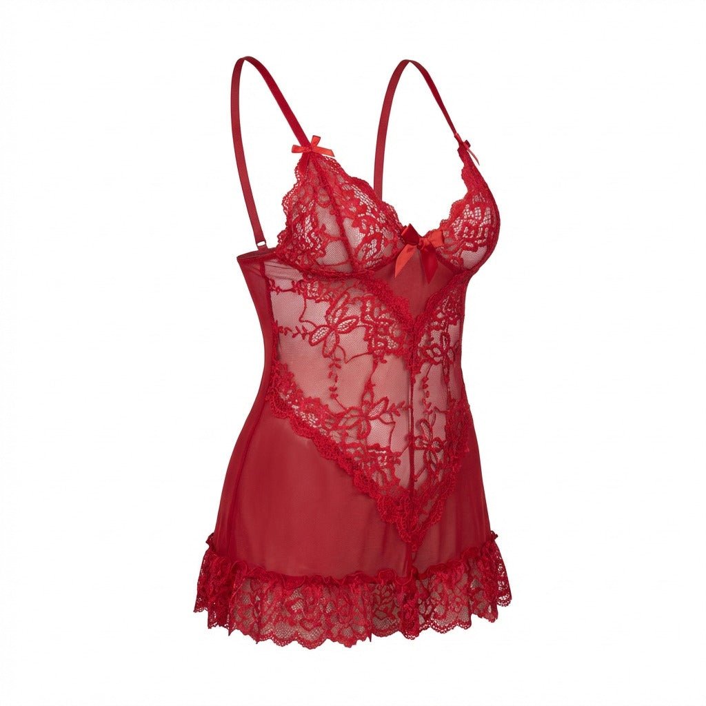 Women's Sheer Mesh Lace Chemise | Elegant Floral Insert Sleepwear for Alluring Comfort 11