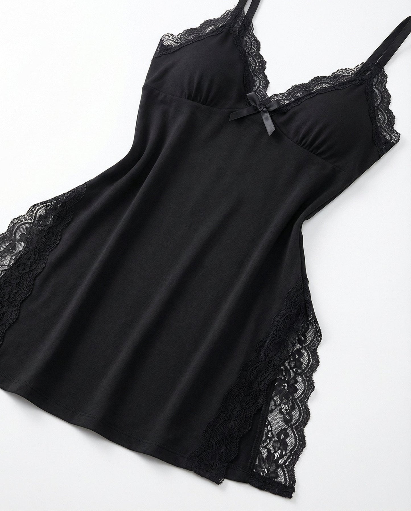 Women's Soft Lace Chemise Sleepwear | Elegant High Side Slits Nightwear 10