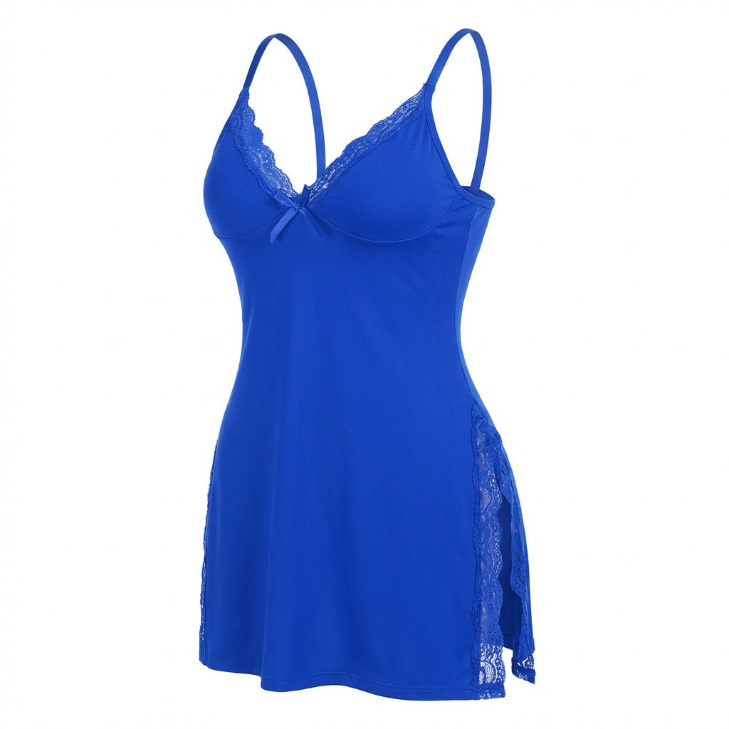 Women's Soft Lace Chemise Sleepwear | Elegant High Side Slits Nightwear 9