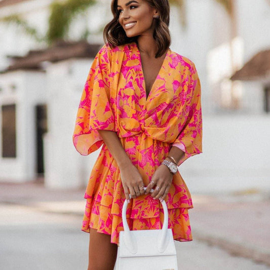 Floral Mini Summer Dress with Ruffle Hem