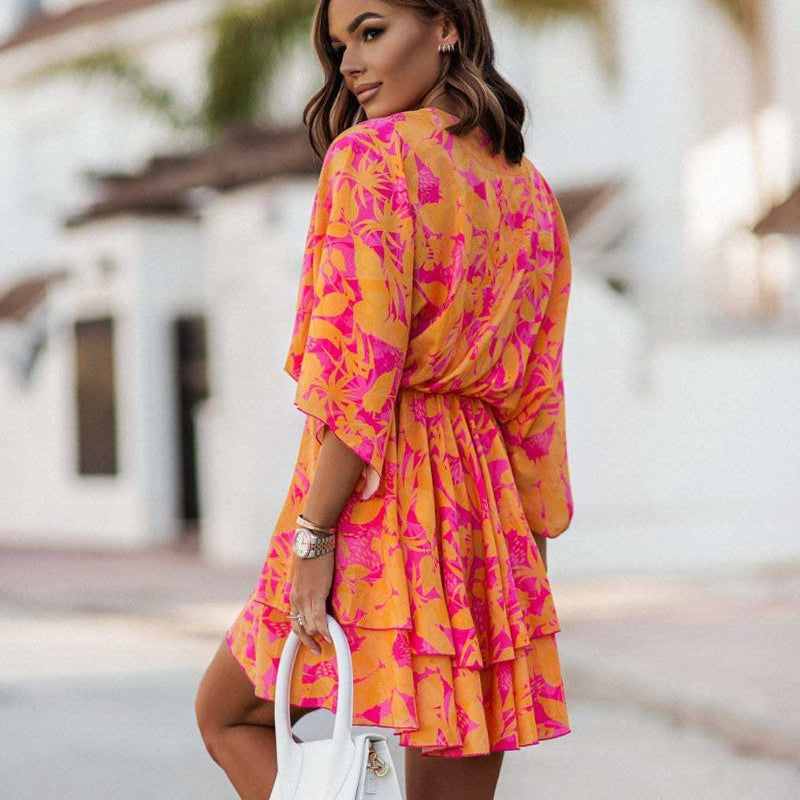 Floral Mini Summer Dress with Ruffle Hem