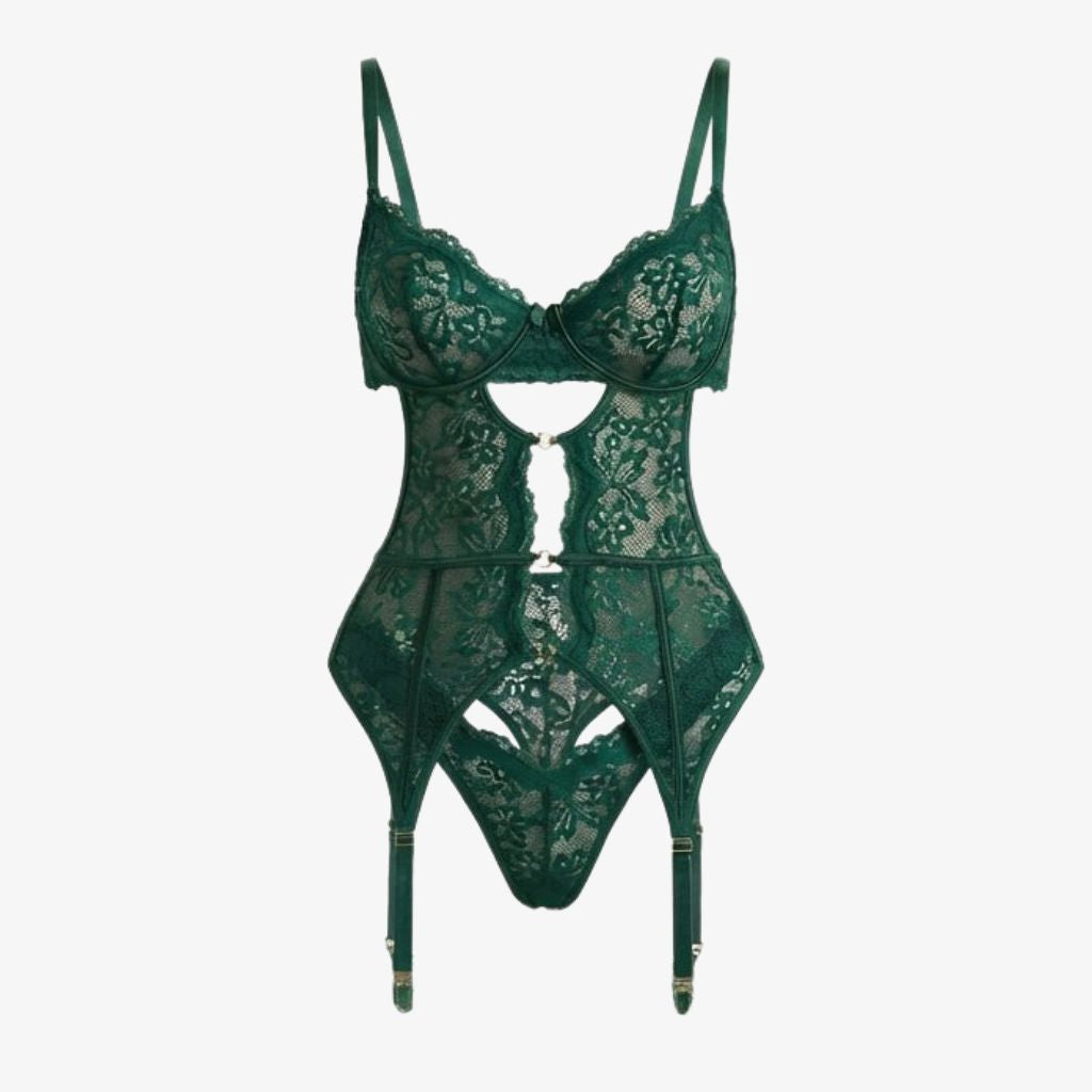 Elegant Lace Lingerie Set With Adjustable Garter Straps