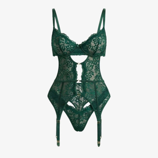 Elegant Lace Lingerie Set With Adjustable Garter Straps