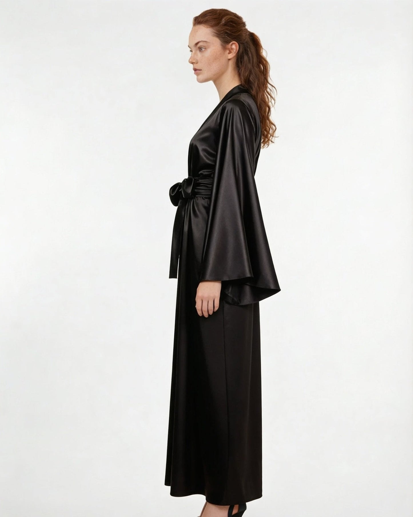 Elegant Nightwear Kimono Robe With Ribbon Sash