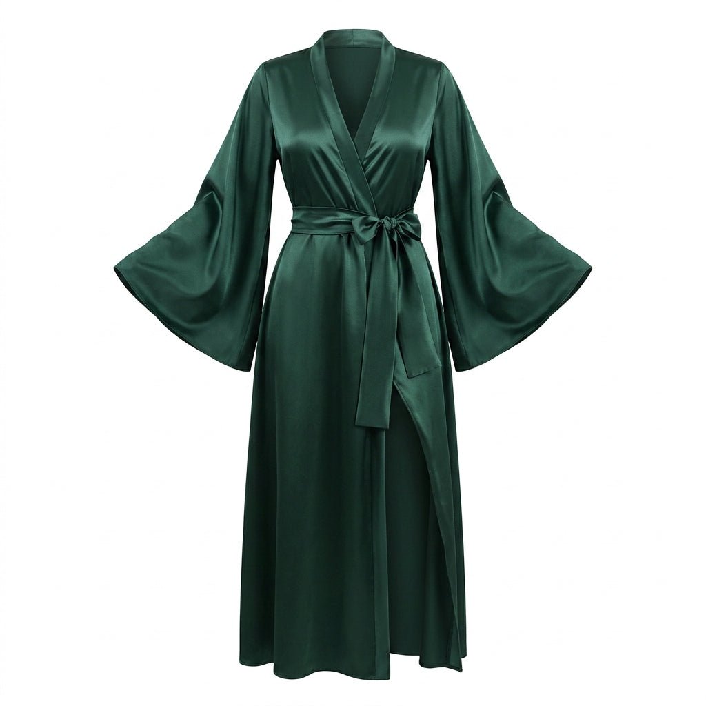 Elegant Nightwear Kimono Robe With Ribbon Sash