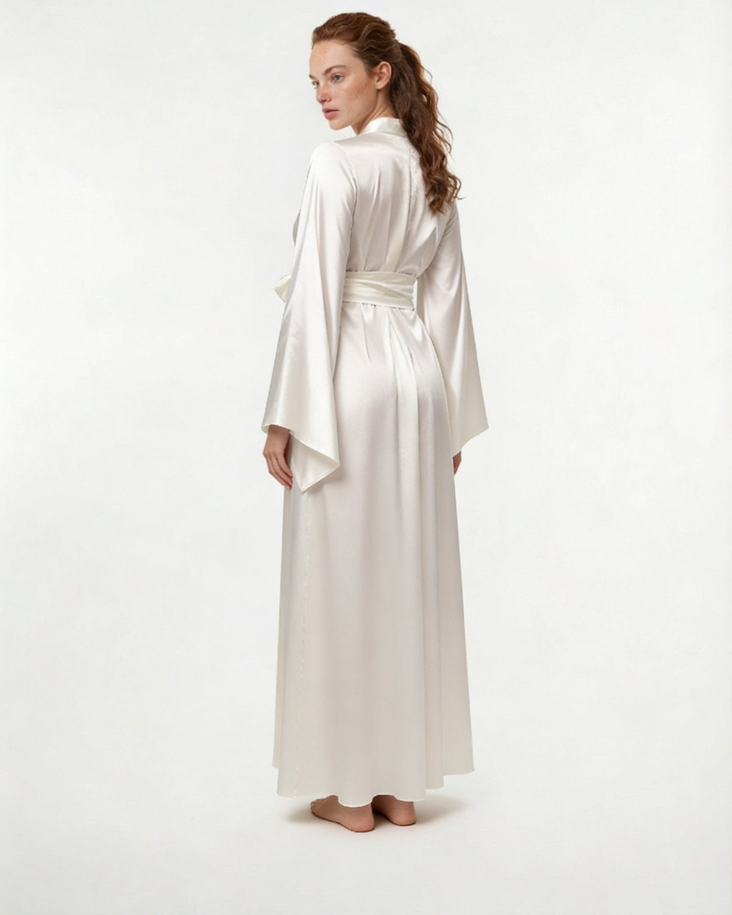 Elegant Nightwear Kimono Robe With Ribbon Sash