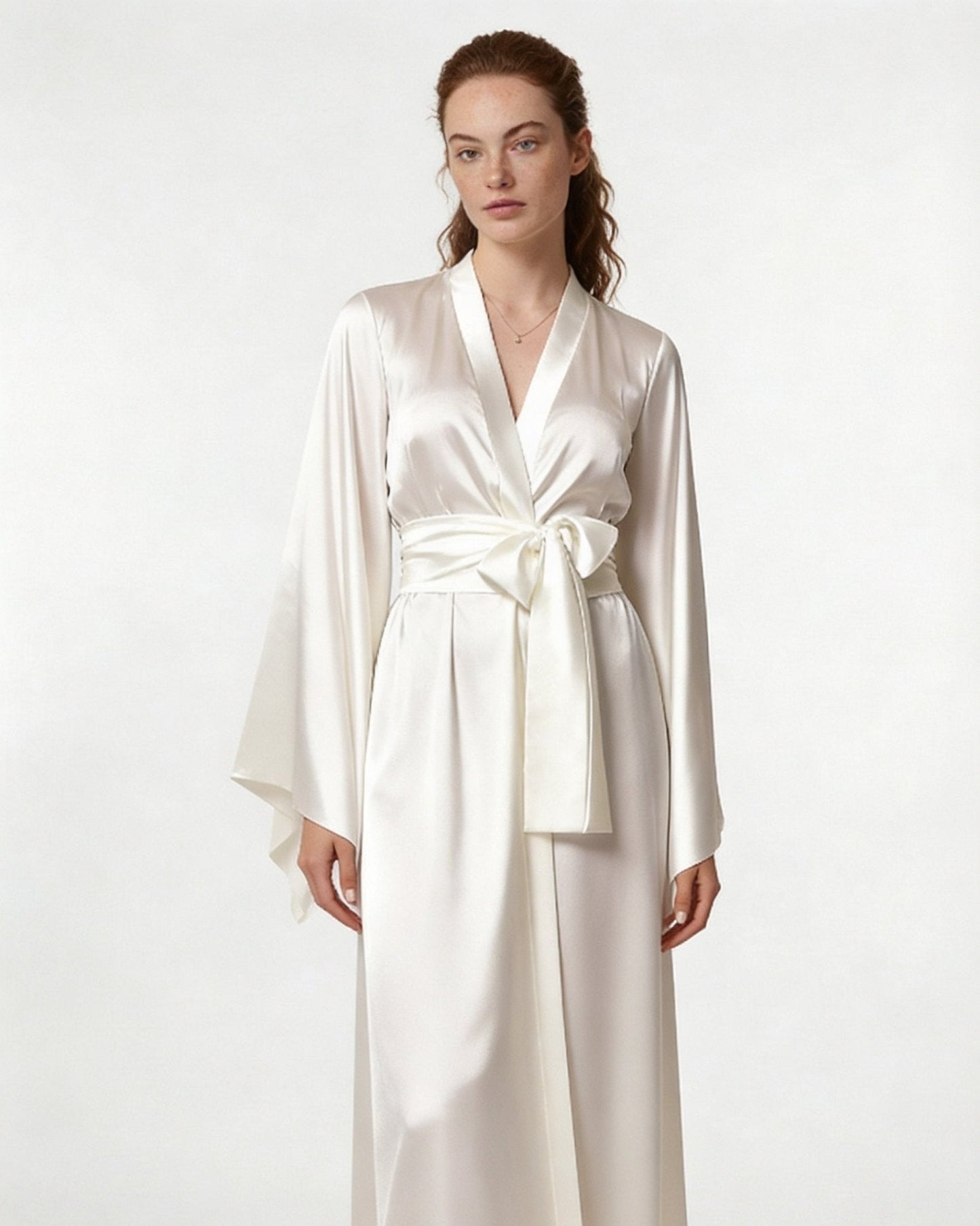 Elegant Nightwear Kimono Robe With Ribbon Sash