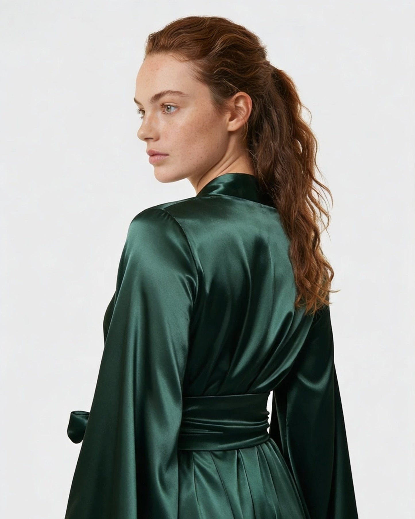 Elegant Nightwear Kimono Robe With Ribbon Sash
