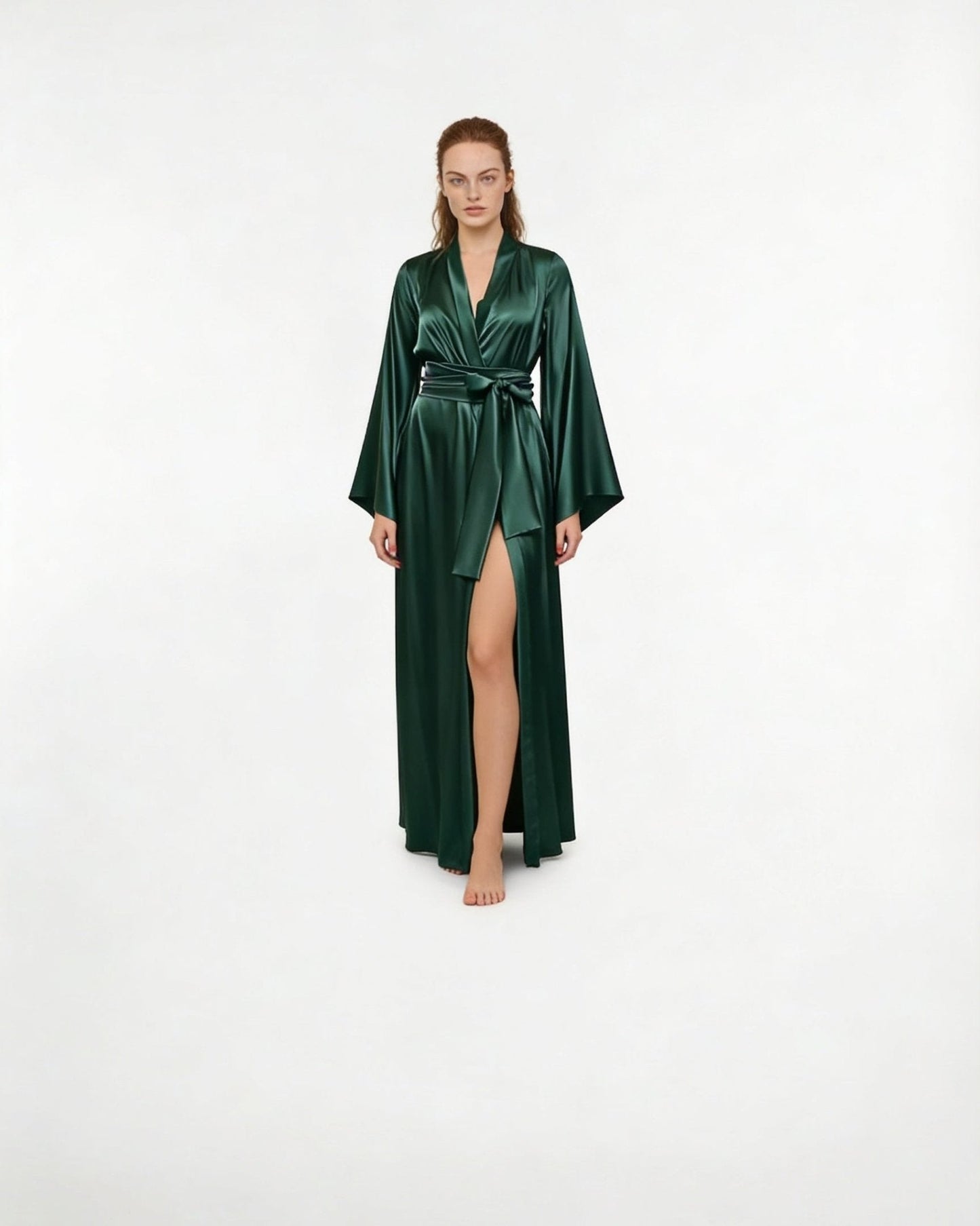 Elegant Nightwear Kimono Robe With Ribbon Sash