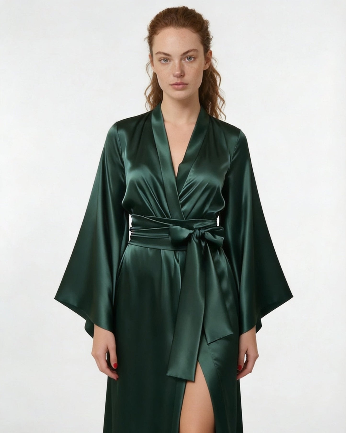 Elegant Nightwear Kimono Robe With Ribbon Sash