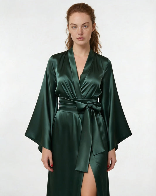 Elegant Nightwear Kimono Robe With Ribbon Sash