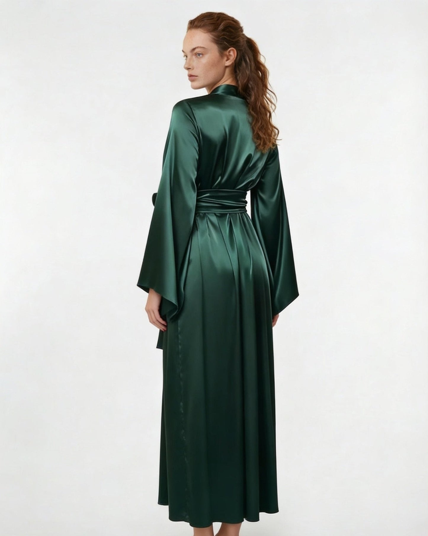 Elegant Nightwear Kimono Robe With Ribbon Sash