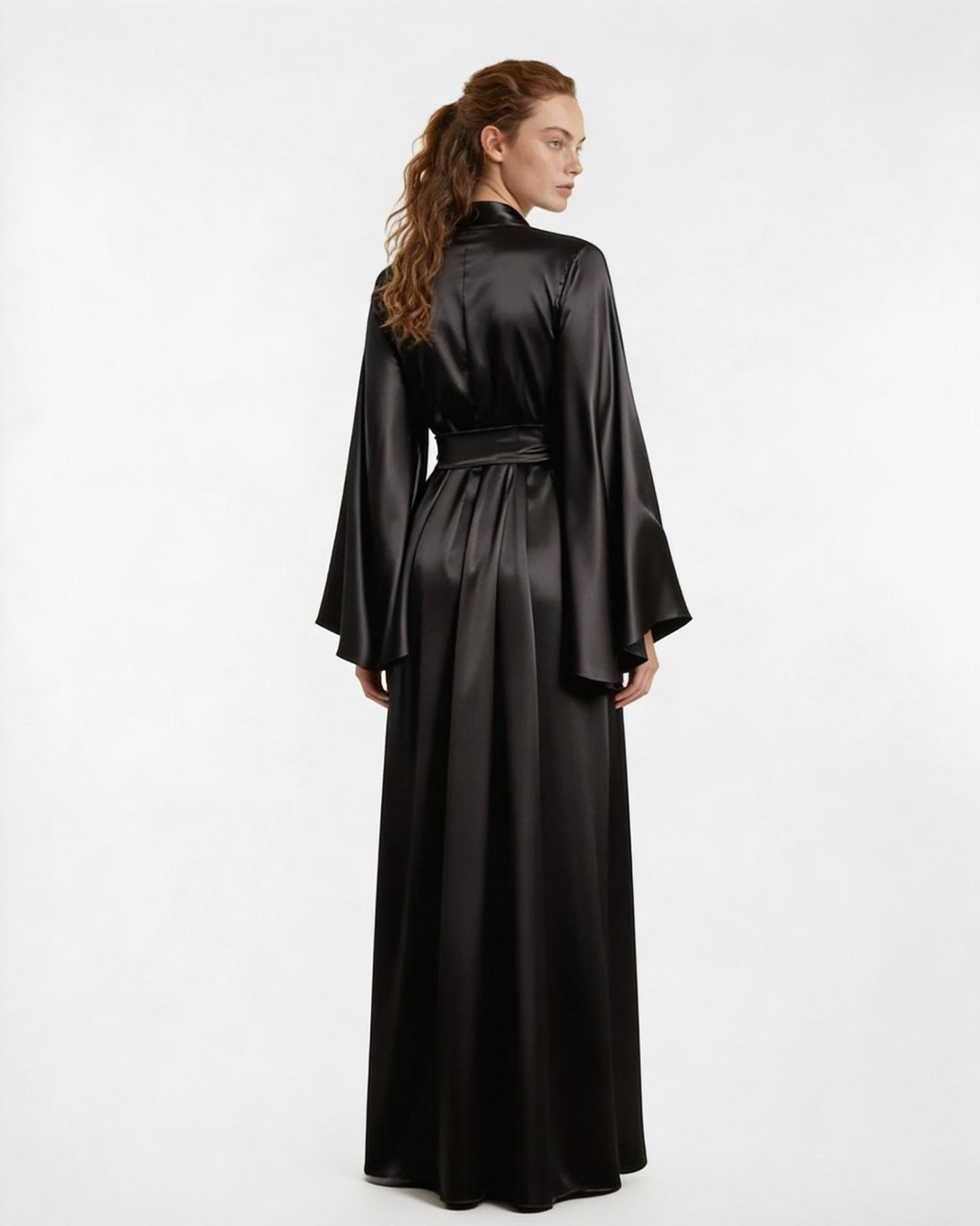 Elegant Nightwear Kimono Robe With Ribbon Sash