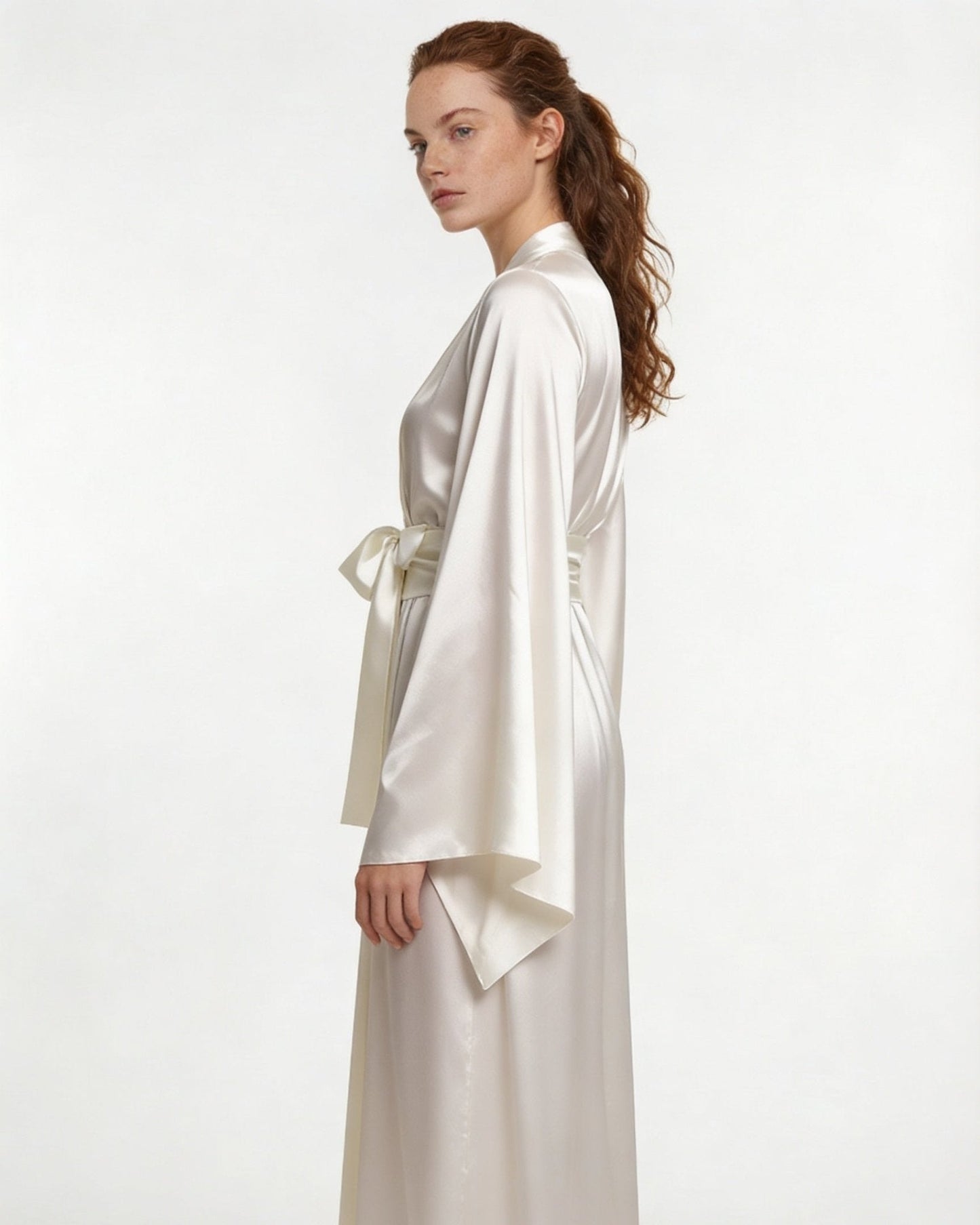 Elegant Nightwear Kimono Robe With Ribbon Sash