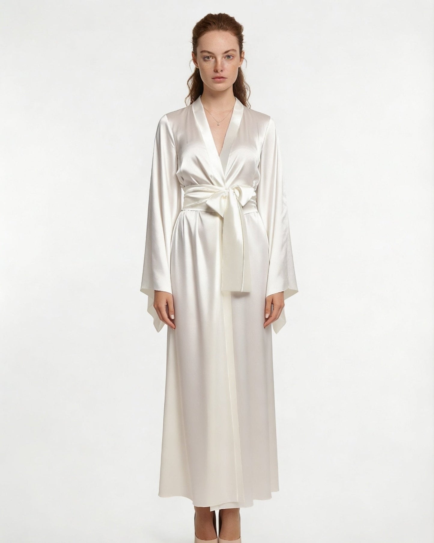 Elegant Nightwear Kimono Robe With Ribbon Sash