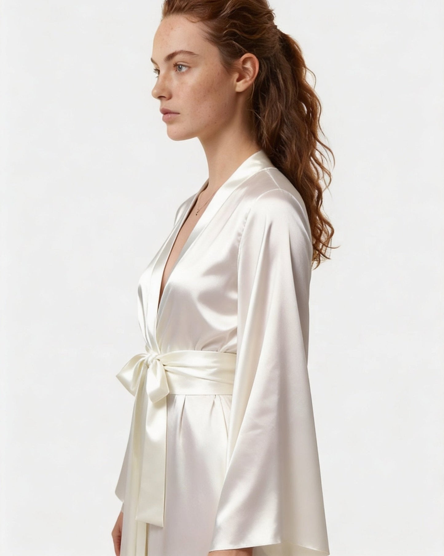 Elegant Nightwear Kimono Robe With Ribbon Sash