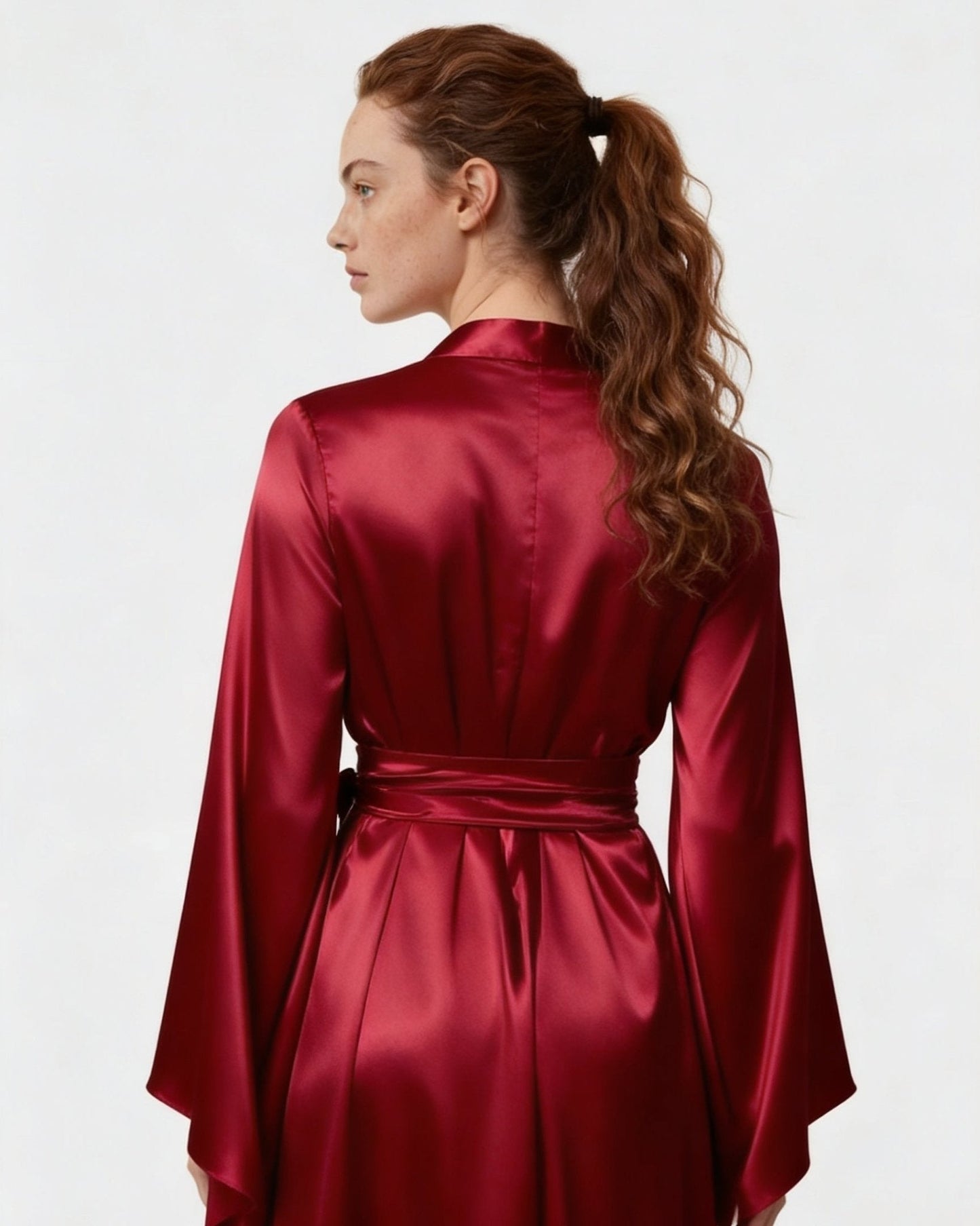 Elegant Nightwear Kimono Robe With Ribbon Sash