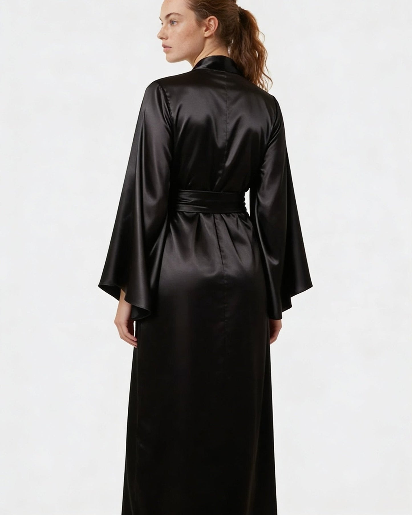 Elegant Nightwear Kimono Robe With Ribbon Sash